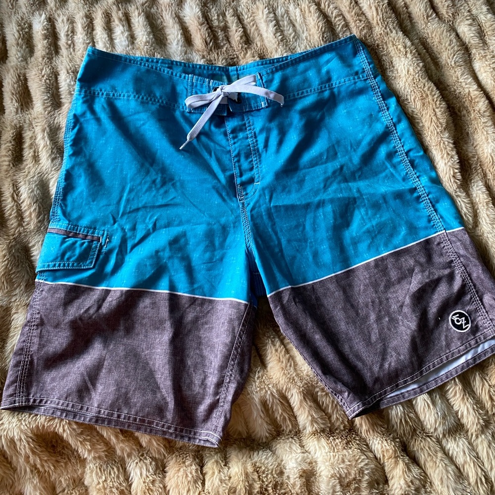 Reef Blue and Brown Board Shorts